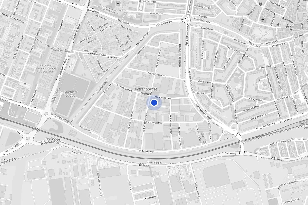 Kaart van de omgeving met Fightteam Vlaardingen aan de 3e Industriestraat 25K in Vlaardingen