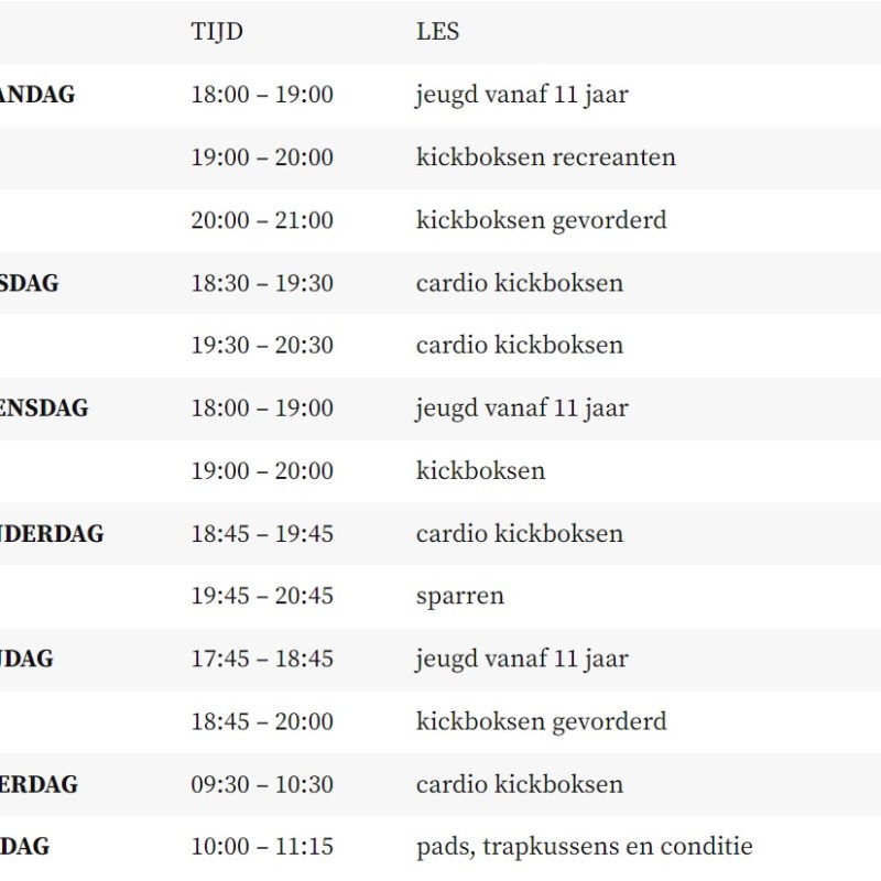 Extra lessen toegevoegd